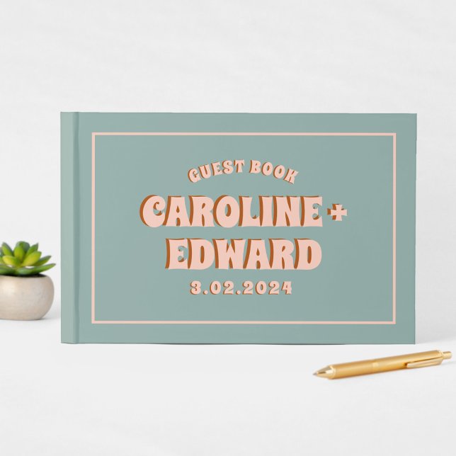 Livre D'or Retro Funky Super couleur Mariage rose (Créateur téléchargé)