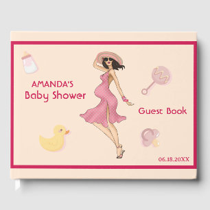 Livre D'or Retro Maman Brunette 2 Baby shower Party