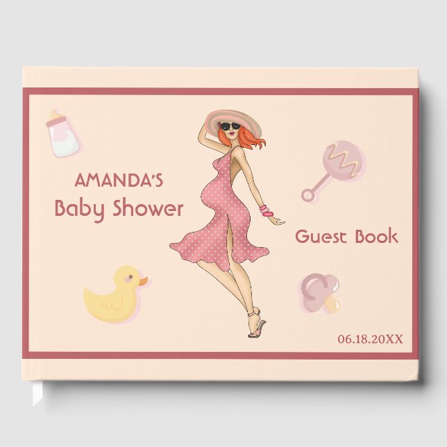 Livre D'or Retro Maman Redhead 2 Baby shower Party (Recto)