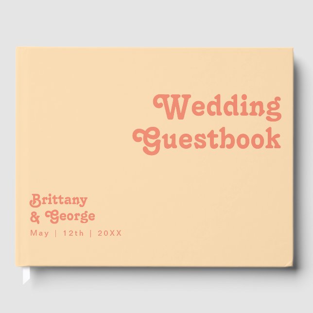 Livre D'or Rétro moderne | Orange Cream Mariage Guestbook (Recto)