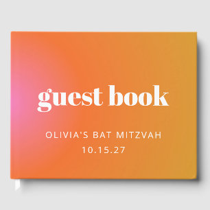 Livre D'or Retro Orange Gradient Bat mitzvah unique personnal