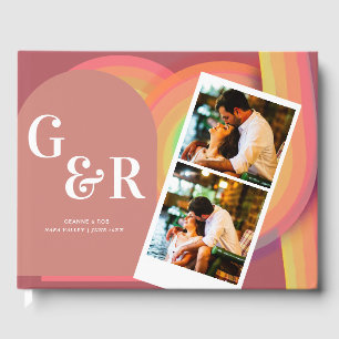 Livre D'or Retro photo Seventies Stripes Faire-part de mariag