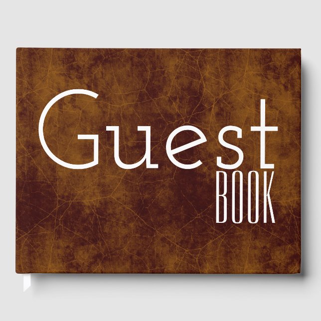 Livre D'or Revêtement en cuir faux marron vieilli blanc (Recto)