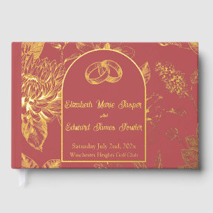 Livre D'or Riche Rouge Français Floral Toile Floral Floral