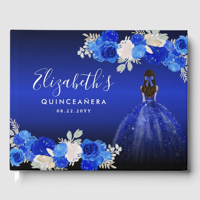 Livre D'or Robe bleu foncé Floral Royal Anniversaire Quincean (Recto)