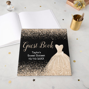 Livre D'or Robe de Champagne Faux Paillettes Sweet 16 Anniver