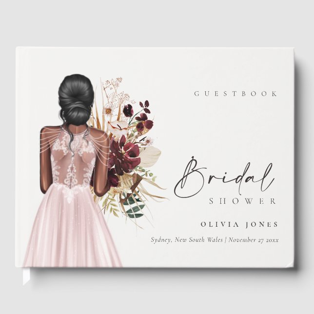 Livre D'or Robe de mariée élégante Boho Blush Shower de maria (Recto)