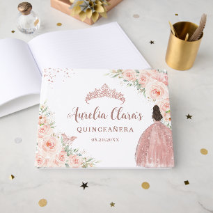 Livre D'or Robe florale rose pâle Robe Rose or Quinceanera