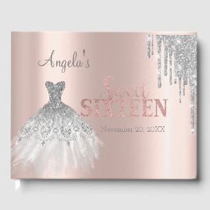 Livre D'or Robe Parties scintillant argent Rose Gold Sweet 1