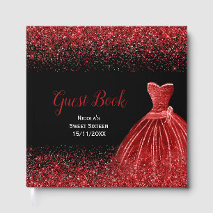 Livre D'or Robe rouge vif faux paillettes Sweet 16