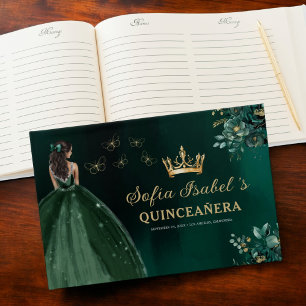 Livre D'or Robe verte Emeraude Florale Anniversaire Quinceane