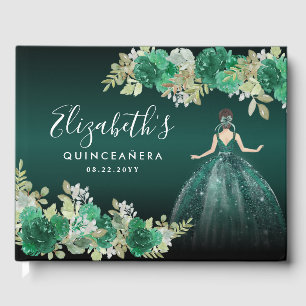 Livre D'or Robe verte Emeraude Florale Anniversaire Quinceane