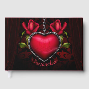 Livre D'or Romance gothique Chaîne de Coeur Rouge & Roses Per