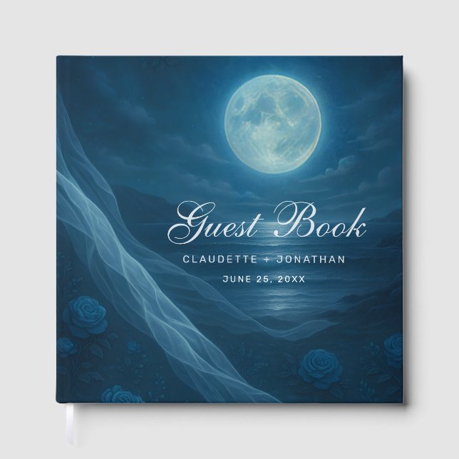 Livre D'or Romantic Blue Moonlit Beach Wedding (Recto)