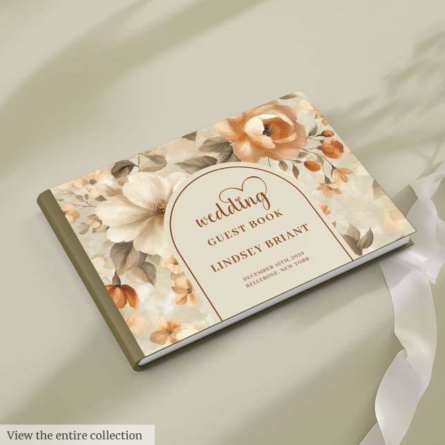 Livre D'or Romantic Boho Copper Ivory Sage Flower Wedding  (Romantic Boho Copper Ivory Sage Flower Wedding Guest Book)