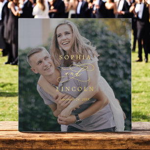 Livre D'or Romantic Dark Photo Gold Foil Monogramme Mariage