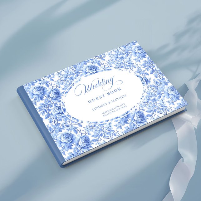 Livre D'or Romantic Navy Roses Floral Toile Guest Book (Romantic Navy Roses Floral Toile Guest Book)