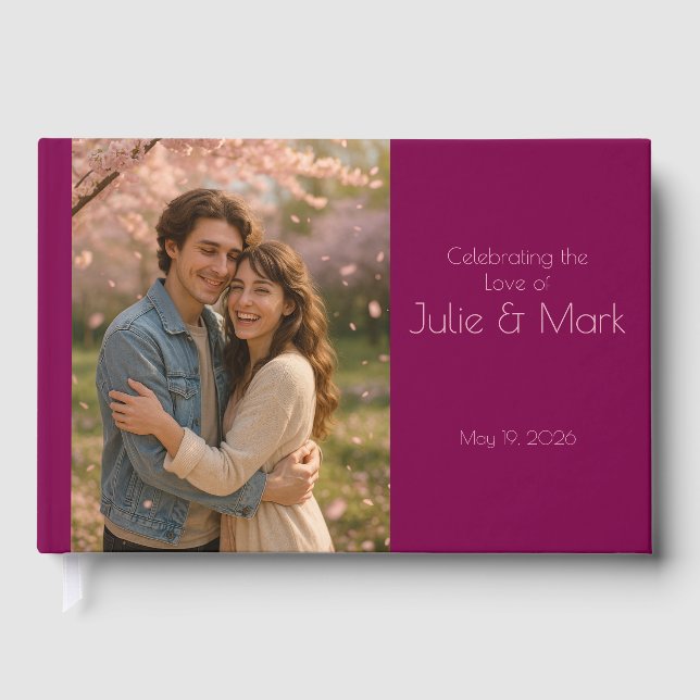 Livre D'or Romantic Pink Petals Wedding Guest Book (Recto)