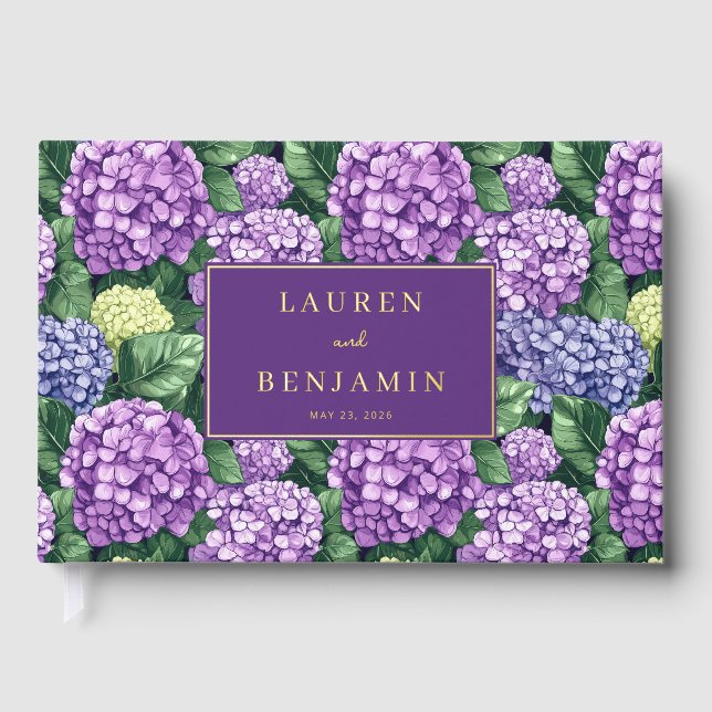 Livre D'or Romantic Purple Floral Hydrangea (Recto)
