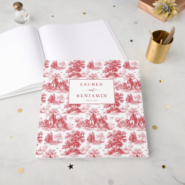 Livre D'or Romantic Red Engraver Landscape Motions (Recto ouvert)