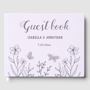Livre D'or Romantique élégant mariage floral mauve