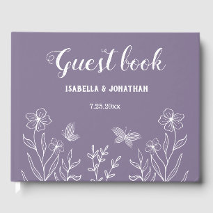 Livre D'or Romantique élégant mariage floral mauve