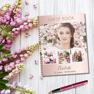 Livre d'or rose d'anniversaire collage photo