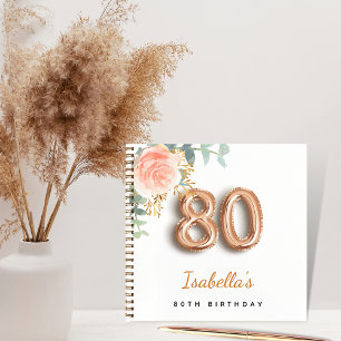 Livre d'or rose de 80e anniversaire eucalyptus
