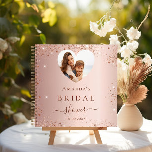 Livre d'or rose de la douche nuptiale coeur photo