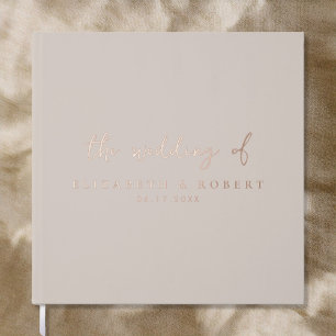 Livre D'or Rose de script simple et élégant Mariage Gold Foil