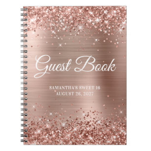 Livre d'or rose doré pailleté pour Sweet 16
