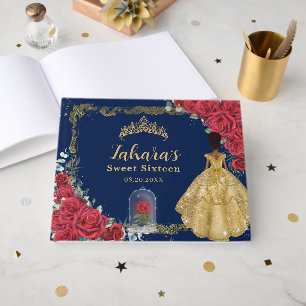Livre D'or Rose Enchantée Rouge Floral Princesse Noire Sweet