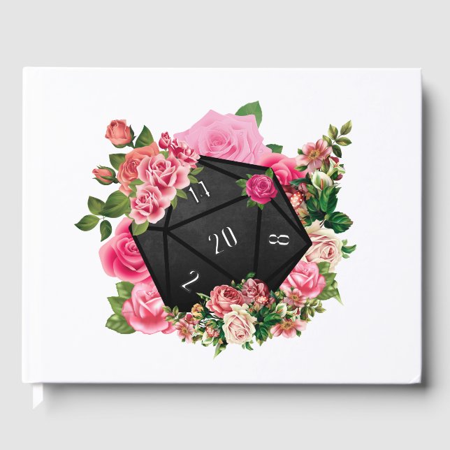 Livre D'or Rose floral D20 Tabletop RPG Jeu Dice (Recto)