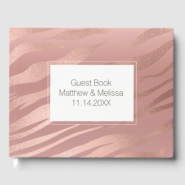 Livre D'or Rose Glam Zebra Mariage animal (Recto)