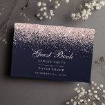 Livre D'or Rose Gold Confetti Marine Bleu Moderne Chic Mariag<br><div class="desc">Découvrez le scintillement et l'élégance de votre journée spéciale avec ce livre d'or. Doté d'un fond bleu marine profond et d'une cascade de confettis dorés roses chatoyants, ce design moderne offre à vos invités un espace élégant pour partager leurs souhaits et messages sincères. Un souvenir précieux qui complétera à merveille...</div>
