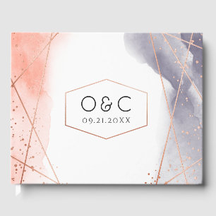 Livre D'or Rose Gold Dawn Aquarelle mariage géométrique