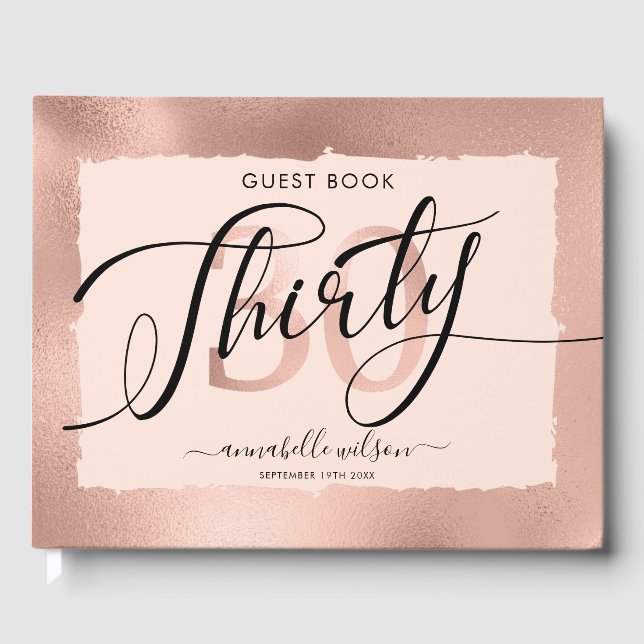 Livre D'or Rose Gold Foil 30e anniversaire Photo (Recto)