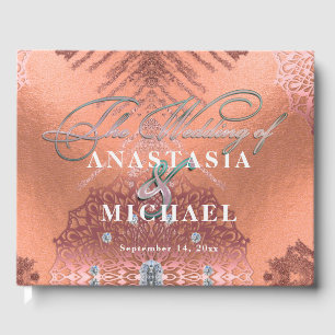 Livre D'or Rose Gold Foil Luxe Glam Élégant Mariage élégant