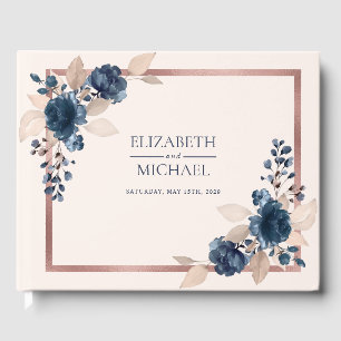 Livre D'or Rose Gold Navy Blue Dusty rose Floral Mariage