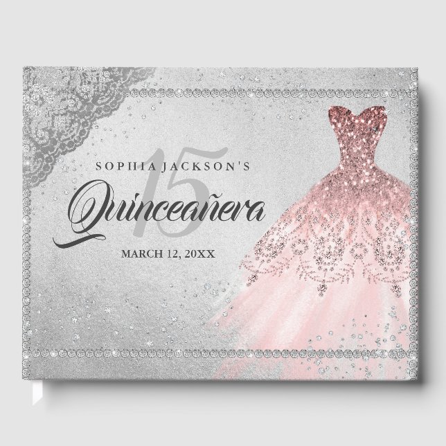 Livre D'or Rose Gold Silver Diamond Sparkle Gown Quinceanera (Recto)
