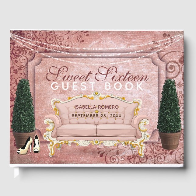 Livre D'or Rose Gold Topiary Garden Sweet sixteen Anniversair (Recto)
