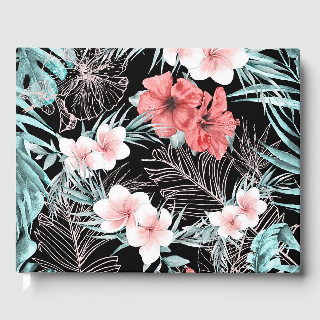 Livre D'or Rose Gold Tropical Elegant Mariage botanique (Recto)