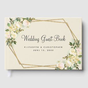 Livre D'or Rose Mariage Gold Frame Aquarelle Chic Floral