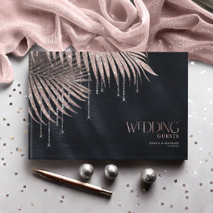 Livre D'or Rose Mariage  or/marine Joyau Palm Leaf ID830