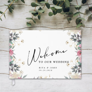 Livre D'or Rose moderne Carnation Mariage Foil Guides