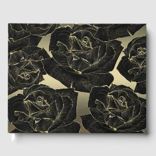 Livre D'or Rose noire et or Glam Elegant Chic Mariage de clas