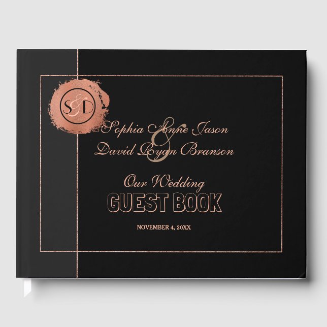 Livre D'or Rose romantique Parties scintillant or Monogramme  (Recto)