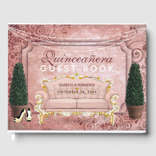 Livre D'or Rose Rose Gold Topiaire Jardin Quinceañera