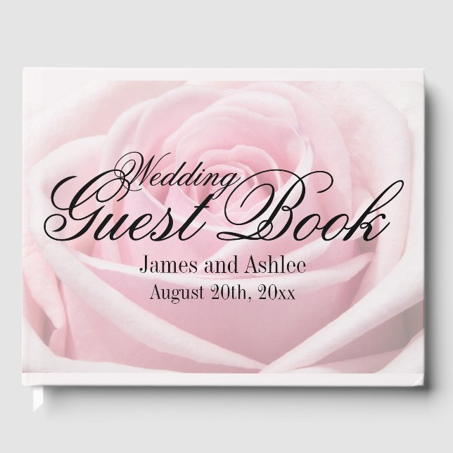 Livre D'or Rose rose pâle Mariage d'été personnalisé (Recto)
