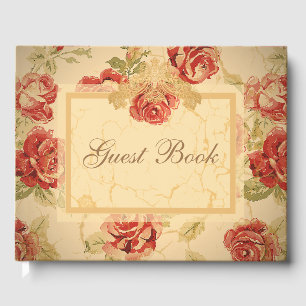 Livre D'or Rose rouge, crème, bronze antique floral